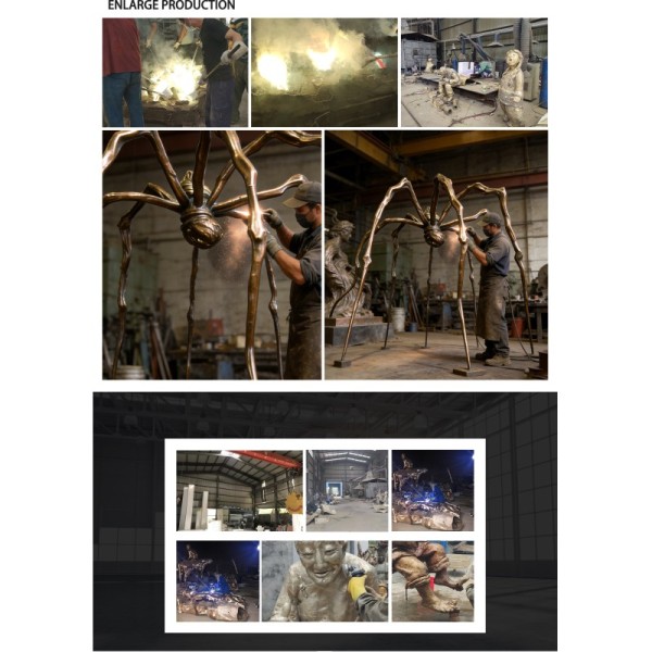 Casting custom sized black large copper bronze spider statues, suitable for squares or gardens