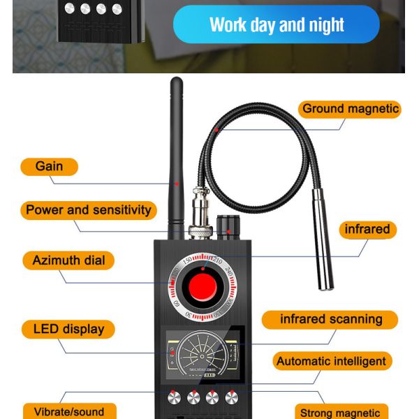 ABS Plasatic Multi Functional Wireless Anti Gps Tracker Detector Mobile Phone Camera RF Signal Bug Detector