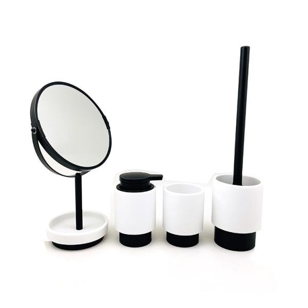 White Sand Stone Polyresin Bathroom Accessories Set Round Tumbler Holder With