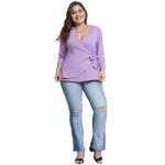 Custom Made V Neck Plus Size Ladies Shirts Long Sleeve Ruffles Decoration