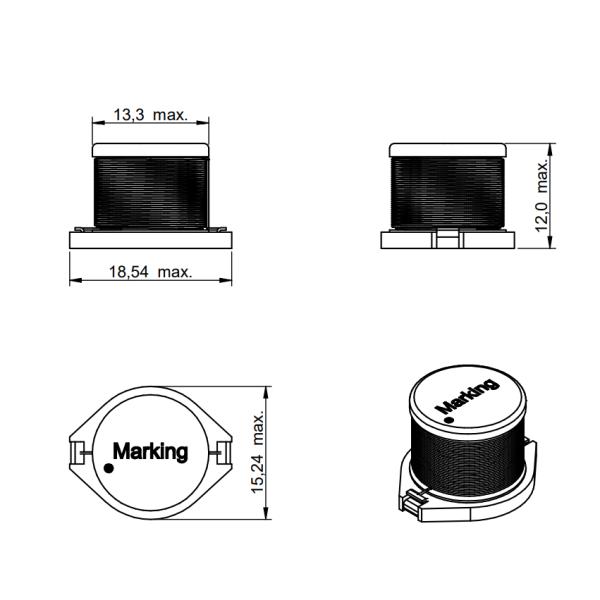 74458308 Wire Wound Inductor Filter applications in kHz frequency range
