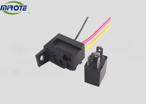 Universal Black Automotive Relay Socket For Wire Pump Light Horn 4P 12V 30 Amp
