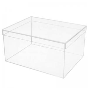 China Clear Shoe Display Acrylic Box With Lid Supports Container Store Glossy Transparent on sale