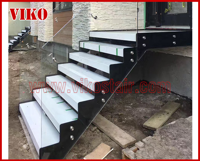 Double Steel Plate Staircase VK22S Railing tempered glass, Stringer,carbon 304 Stainless Steel