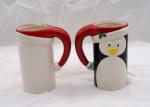 Dolomite Penguin Design 3D Ceramic Mug Hand Painted For Christmas / Winter