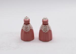 Wholesale Handmade Dolomite Ceramic Salt And Pepper Shakers Set Pink Ballet Dress Design from china suppliers