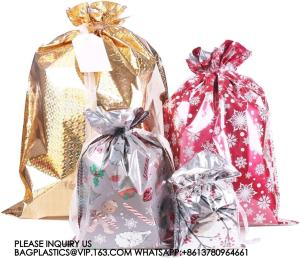 Wholesale Christmas Gift Bags, Santa Wrapping Bag Designs With Inserted Drawstring Ribbons And Tags For Wrap from china suppliers
