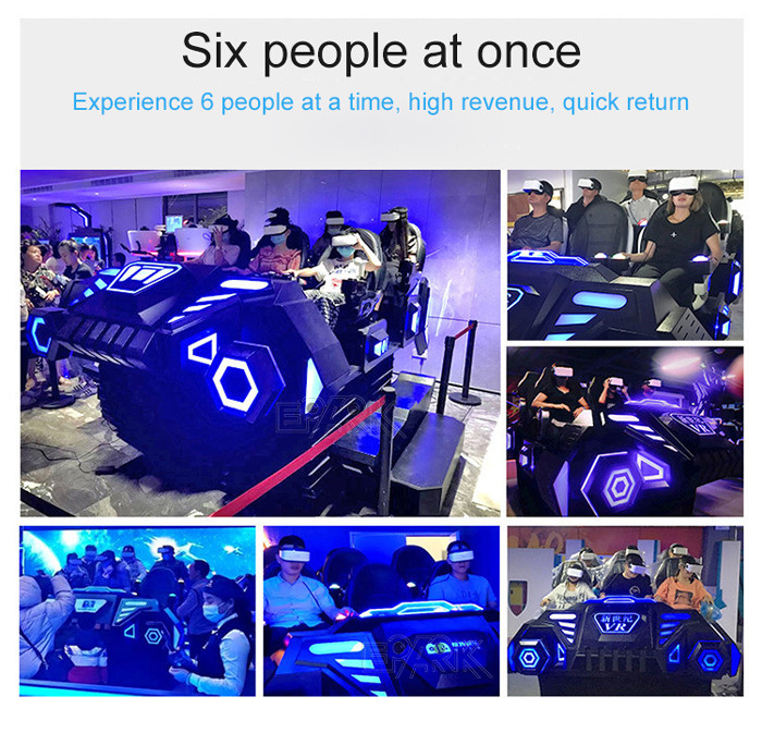 4500W 9D Virtual Reality Simulator Six Players Chariot Simulation Game Machine