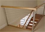 Metal Craft 304 Stainless Steel Cable Stair Railing With Top Wood Handrail