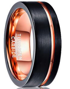Wholesale Unisex Vacuum Plated Black and Rose Gold Tungsten Carbide Wedding Bands with Mould Making Service from china suppliers