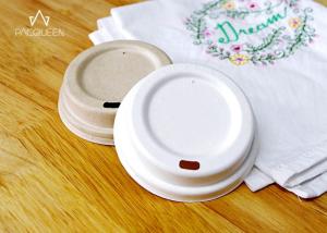 Wholesale Compostable Bagasse Lids , Takeaway Cup Lids Natural / White Color from china suppliers