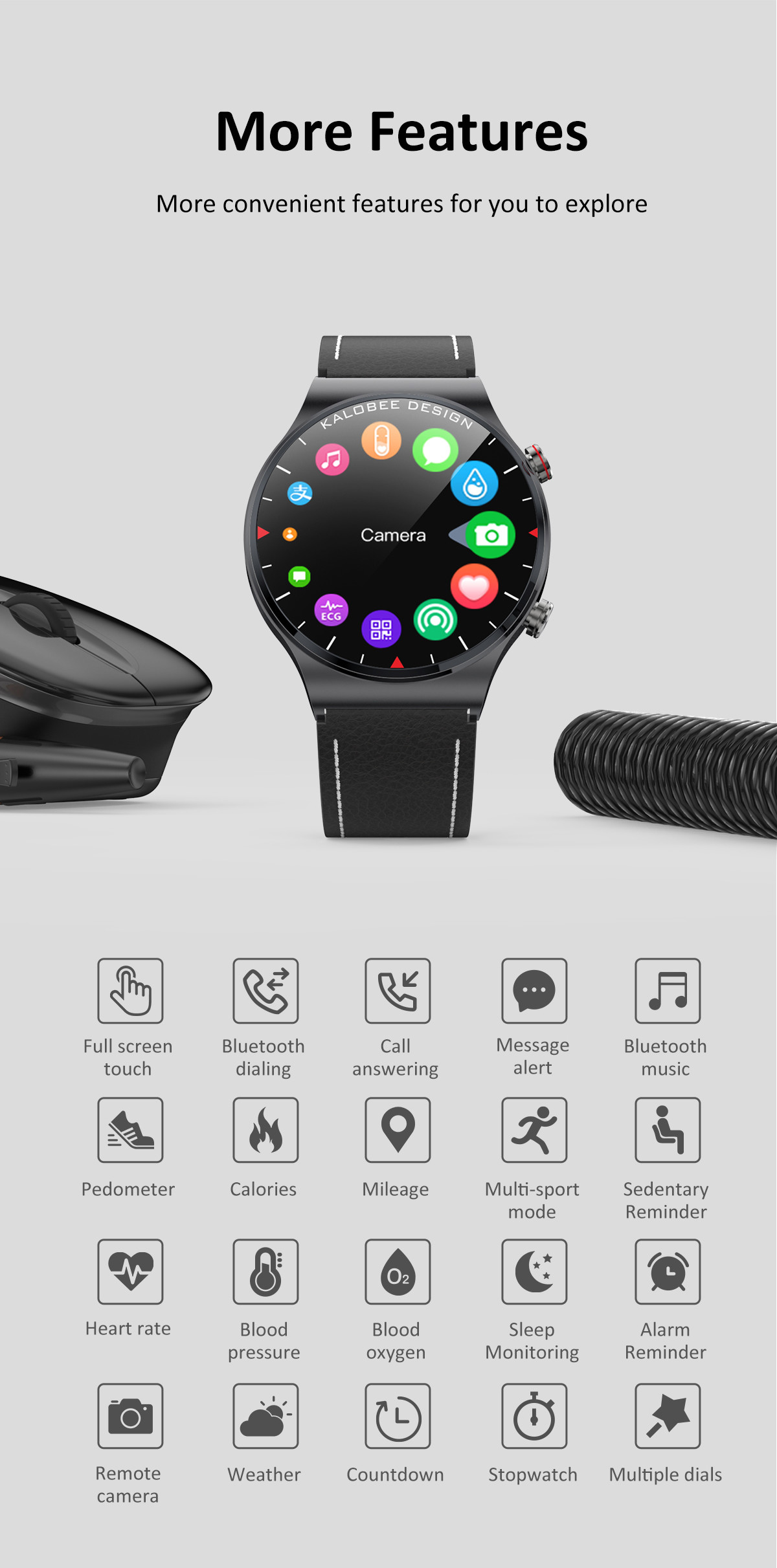 290mAH 1.3 Inch Bluetooth Sport Smartwatch IPS Screen