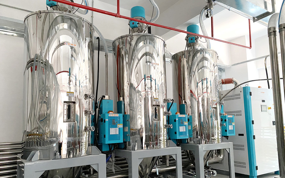 Plastic Material Processing Central Dehumidifying Drying Granulating Recycling Conveying System OMCS