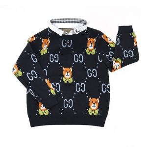Wholesale Children's fake-shirt Collar faux shirt Collar neck Jacquard Knit Bear Pattern Boy Girl Kid Winter sweater from china suppliers