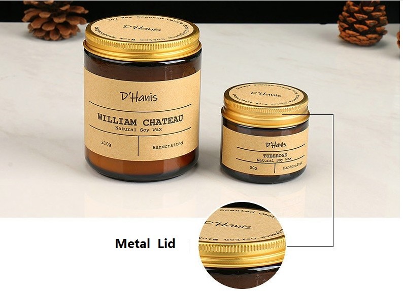 Luxury Amber Glass Jar 7x9cm Soy Wax Scented Candle