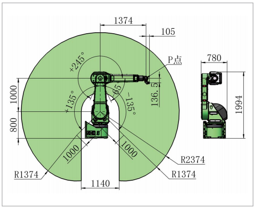 Painting robot for furniture, metal, hardware, GR6100-2400 payload 10kg reach 2374mm
