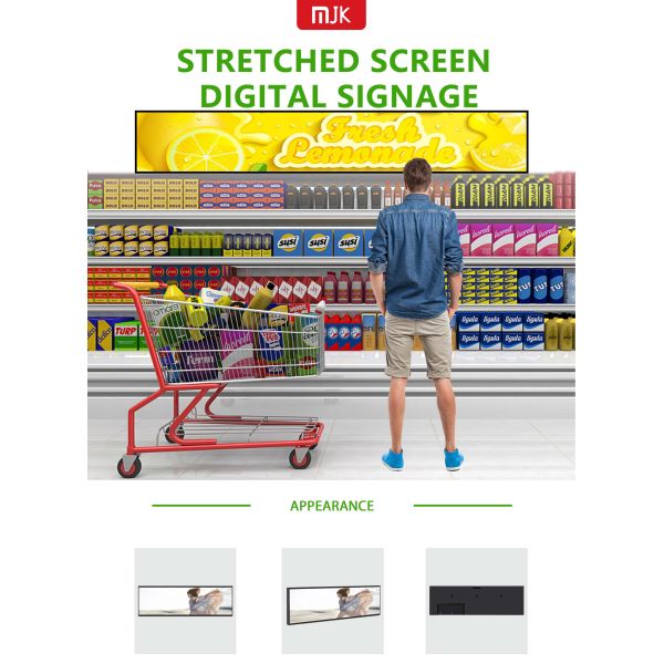 Customized Size Digital Shelf Edge Screen Strip Display Stretched Bar LCD Display for Subway Airport with Android LINUX OS