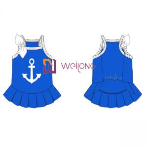 China Customized Cvc Jersey Sailor Anchor Pet Dress Breathable Dog Dress Female on sale