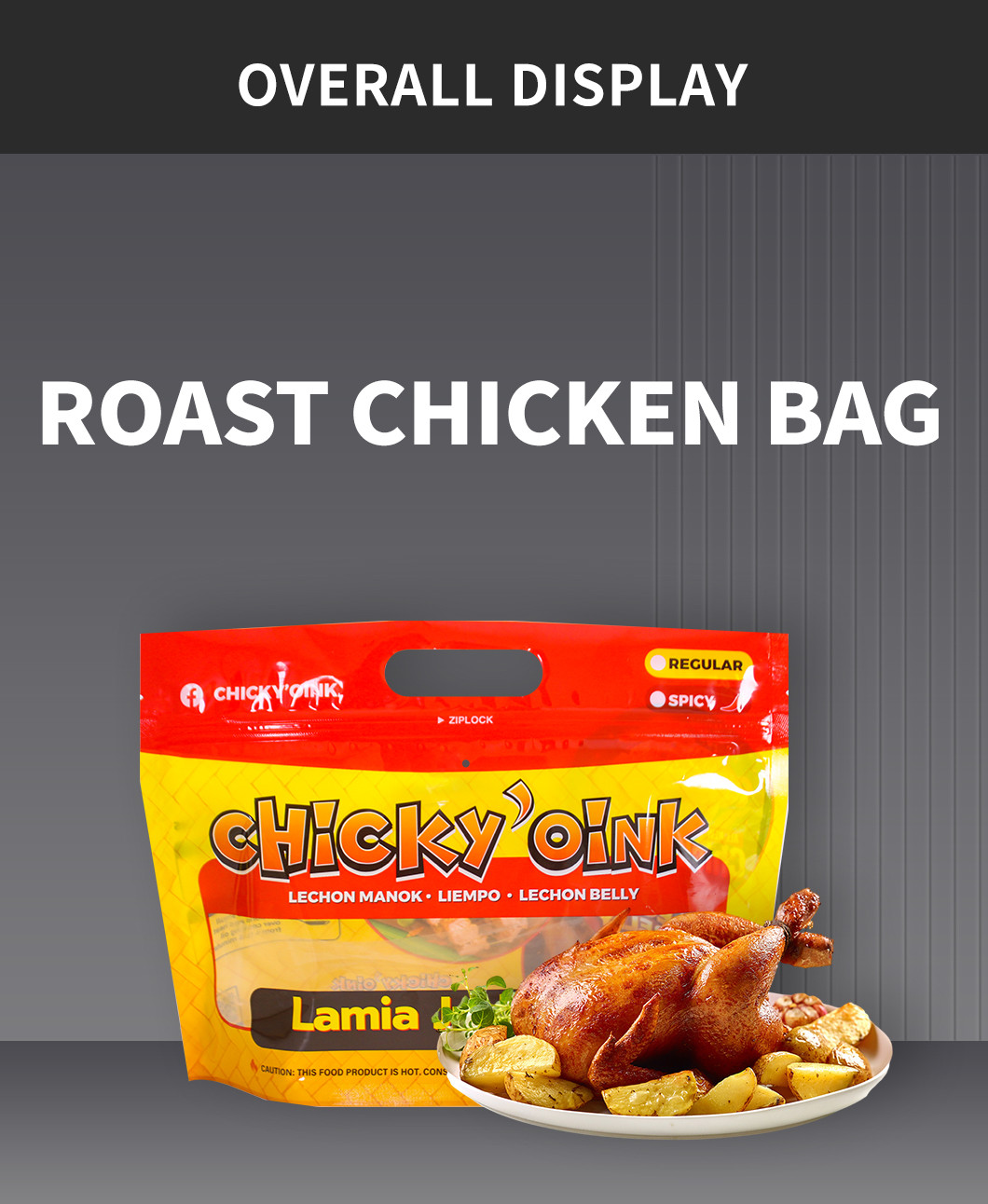 Fully Cooked Ready To Eat Roast Chicken Packaging 250g With Zipper