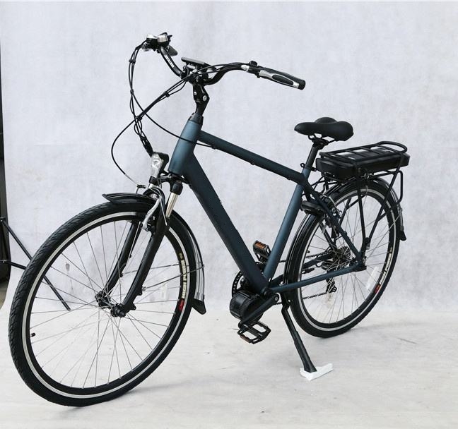 250W Mid Drive Motor Ebike With Front Suspension 700C Tire 48V 10.4AH Battery
