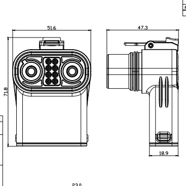2 Pole 8 Pins 150A Right Angle Connector 360 Degree Shielding EV Parts Plug 1