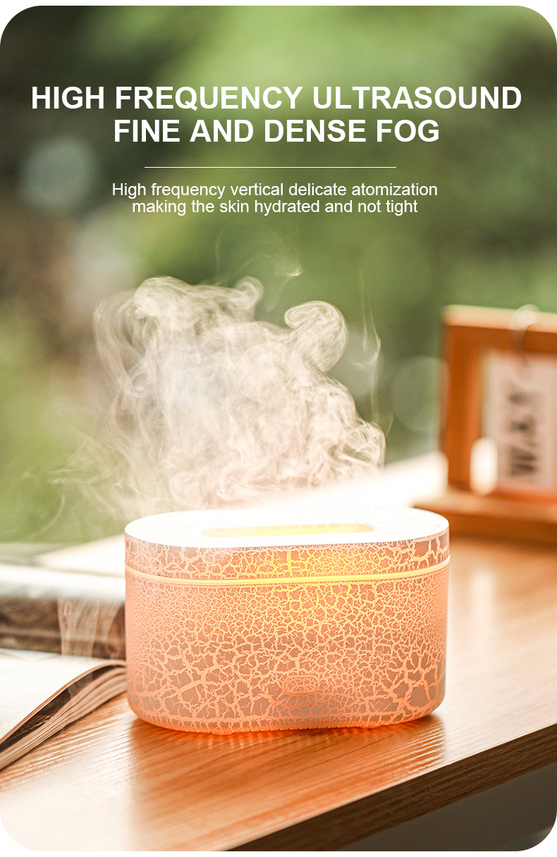 200ml Crack Desk Aroma Diffusers Essential Oil Flame Humidifier Air Diffuser for Home Office Cool Fire