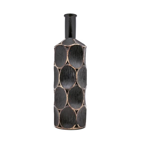 High quality creative bottle shape black luxury Polyresin vase for party table decor
