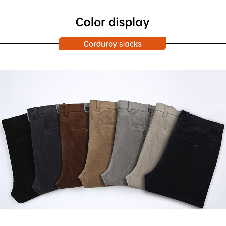 Autumn and Winter Casual Pants Plus Fleece Warm Winter Corduroy Thickened Loose Men Trousers