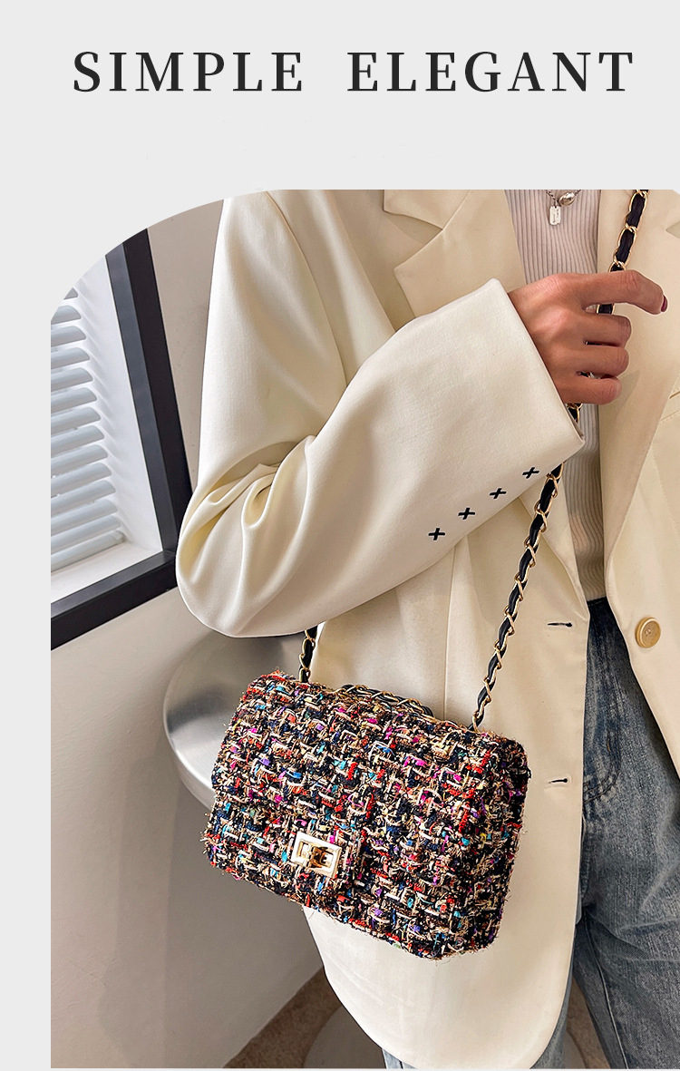 Seasonal Luxury Designer Inspired Chain Women's Crossbody Classic Flap Tweed Shoulder Bag