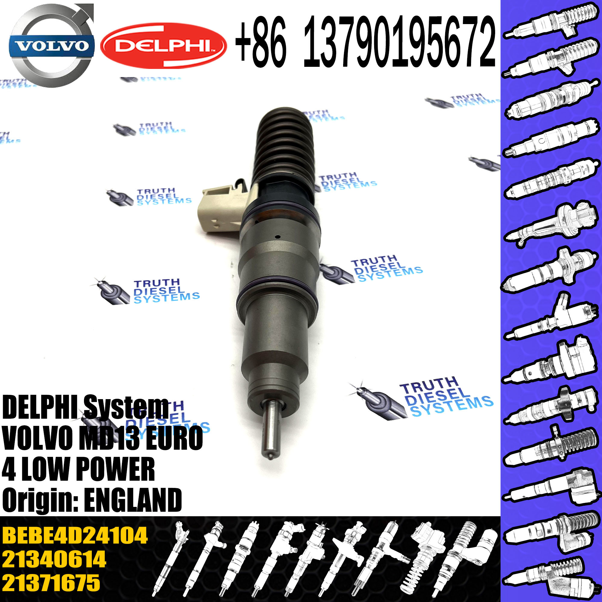 Fuel Injector 21371675 21340614 85000872 85003266 BEBE4D24004 BEBE4D24104 E3.18 for VOL MD13 EURO 4 LOW POWER