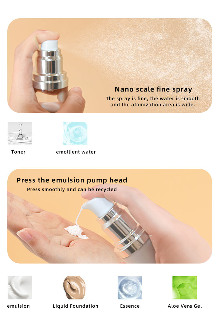 Custom Color AS Airless Spray Pump Bottle Skincare Cosmetic Packaging 15 30 50 80 100 120ml Mist Airless Container