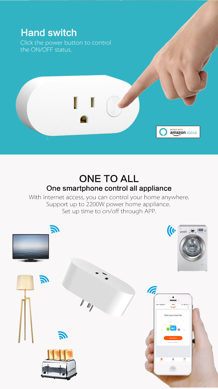 Mini Portable Wifi Smart Plug Remote Control Socket With Energy Monitoring