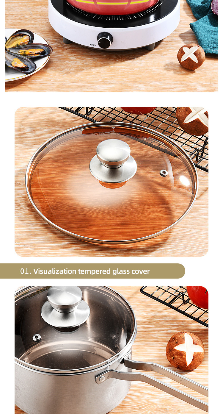 Amazon TOP Seller 5 PCS Silver Cooking Pot Set Sauce Pan Stainless Steel Frying Pan Sets For Kitchen