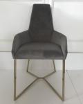 Polished brass metal base Modern design grey velvet fabric upholstery dining
