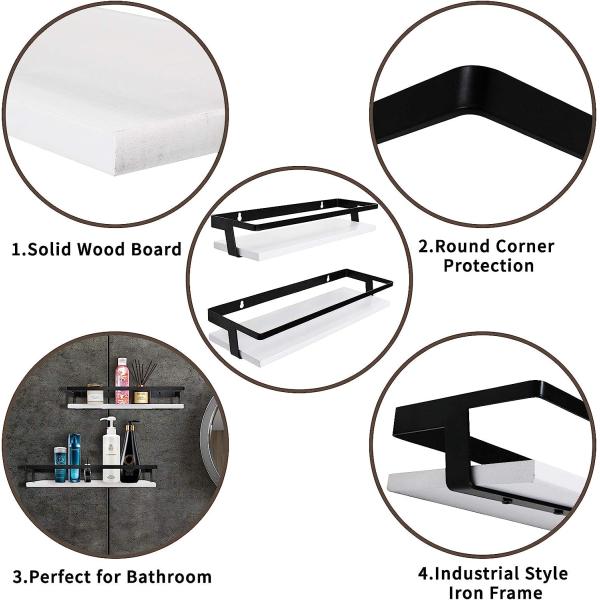 Metal Frame Bathroom Wall Shelf Powder Coated Wood Storage Shelves for Kitchen Decor