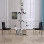 clear 0.4CBM Tempered Glass Dining Table V Shape SS201 Base For Restaurant