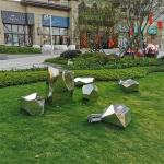 Gardens Squares Geometric Abstract Stainless Steel Sculpture Mirror Polished