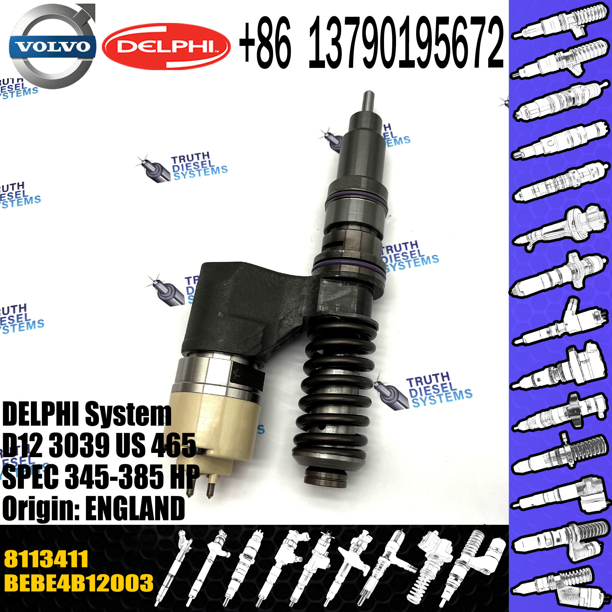 High Quality Engine Diesel Unit Fuel Injector 8113411 8170998 BEBE4B12003 For VOL FH12