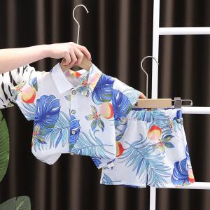 Wholesale Floral Print 2023 New Beach Style Wholesale Summer baby clothes boy Formal Fashion short sleeve Shirt kids boy summer cl from china suppliers
