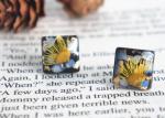 Van Gogh’s Guess Handcrafted Black Square Dry Flower 925 Silver Stud Earrings