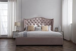 Wholesale Modern Upholstered Fabric Box Design Wooden Bed from china suppliers