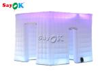 Wedding Party 3x3x2.4mH Inflatable Cube Photo Booth With LED Lights
