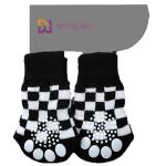 Rhombus Plaid Pattern Strong Dog Traction Socks For Hardwood Floors Anti Slip
