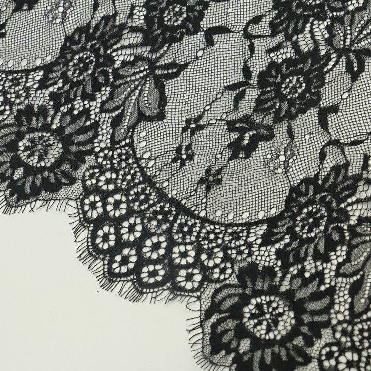 Beautiful Crochet Eyelash Lace Edge Ivory Black Color Double Side