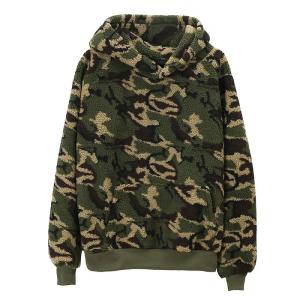 Wholesale Trendy Women Blank Camo Sherpa Hoodie , Sherpa Lined Hooded Jacket Printed from china suppliers
