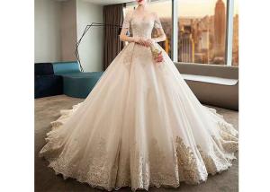Wholesale Puff Long Ball Gown Beaded Wedding Dresses Plus Size Soft And Romantic from china suppliers