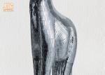 183cm H Silver Mosaic Glass Polyresin Animal Figurines Giraffe Sculpture Floor