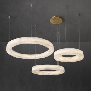 Wholesale Nordic Led Modern Ring Spanish Alabaster Stone Brass Pendant Lamp Chandelier For Living Room from china suppliers