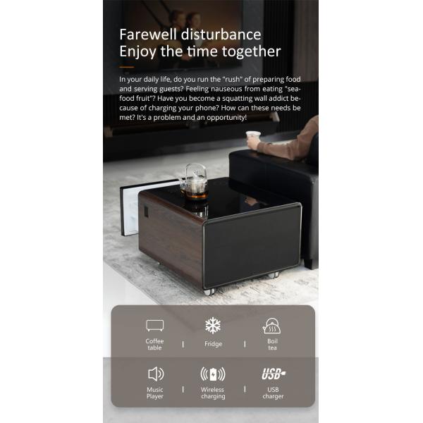 Temperature-Regulated Bedside Table Mini Fridge and Wireless Charging for Smart Homes
