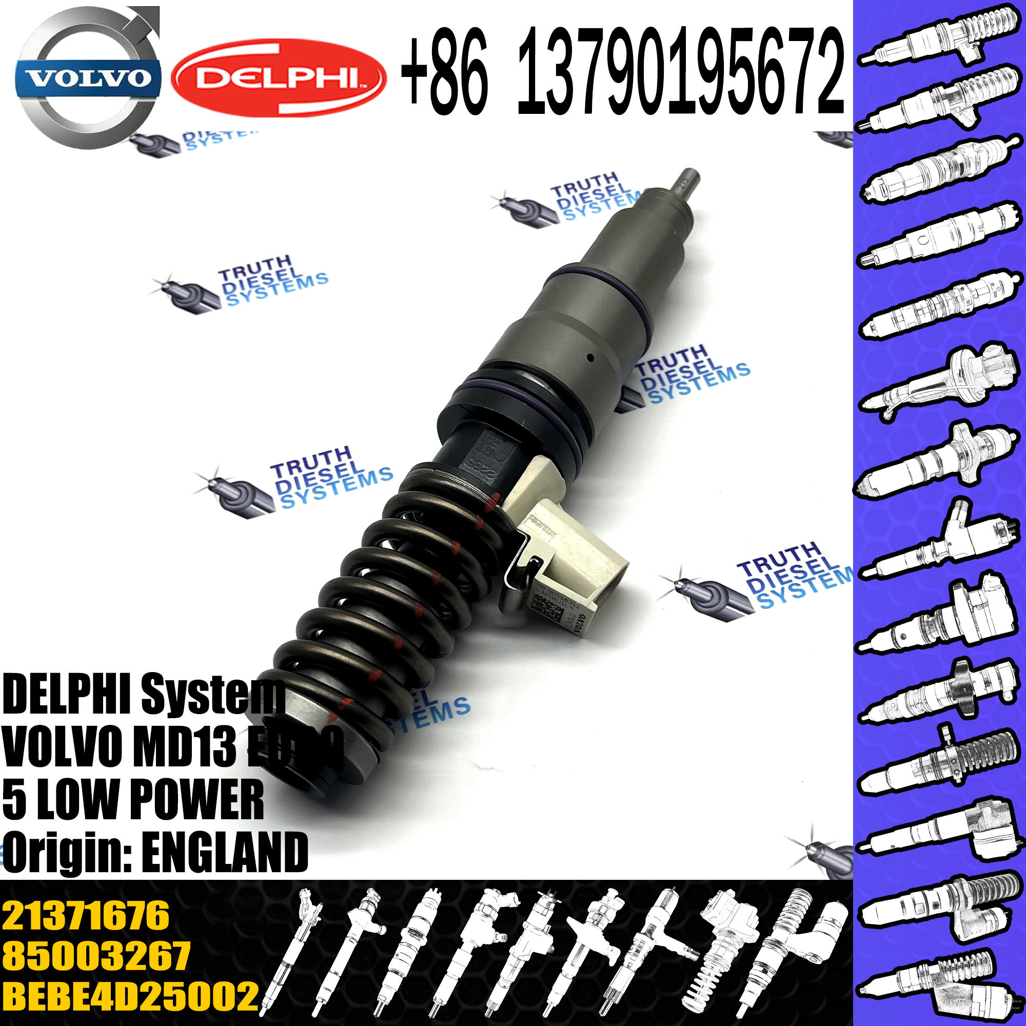 High quality Common Rail Injector 21340615 Bebe4d25002 For Truck D13c Fo Penta Md13 Injector Nozzle 21371676 21340611